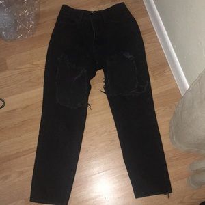 Guess High Waisted Black Ripped Jeans